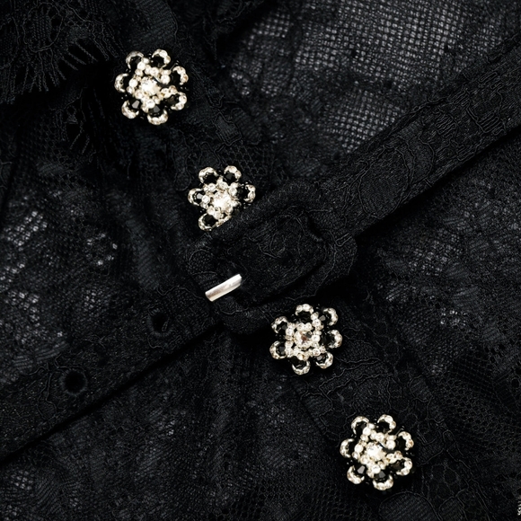 Self-Portrait Black Lace Ruffle Maxi Dress - Picture 5 of 13